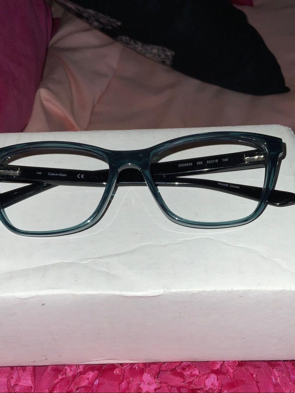 Calvin Klein Women's Teal Rectangle Optical Glasses Frames